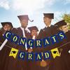 Congrats Grad Banner Blue and Gold Glitter Congratulations Graduation Banner, Congrats Grad Sign Decorations for Blue and Gold Congratulations