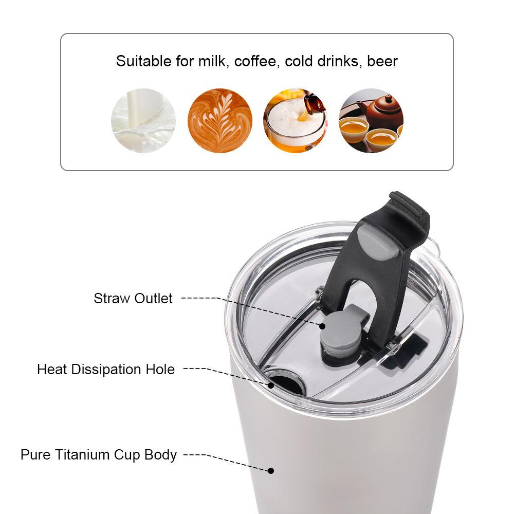 Outdoor Titanium Teacup Double Wall Camping Beer Cup 500ml Water Cup with Lip