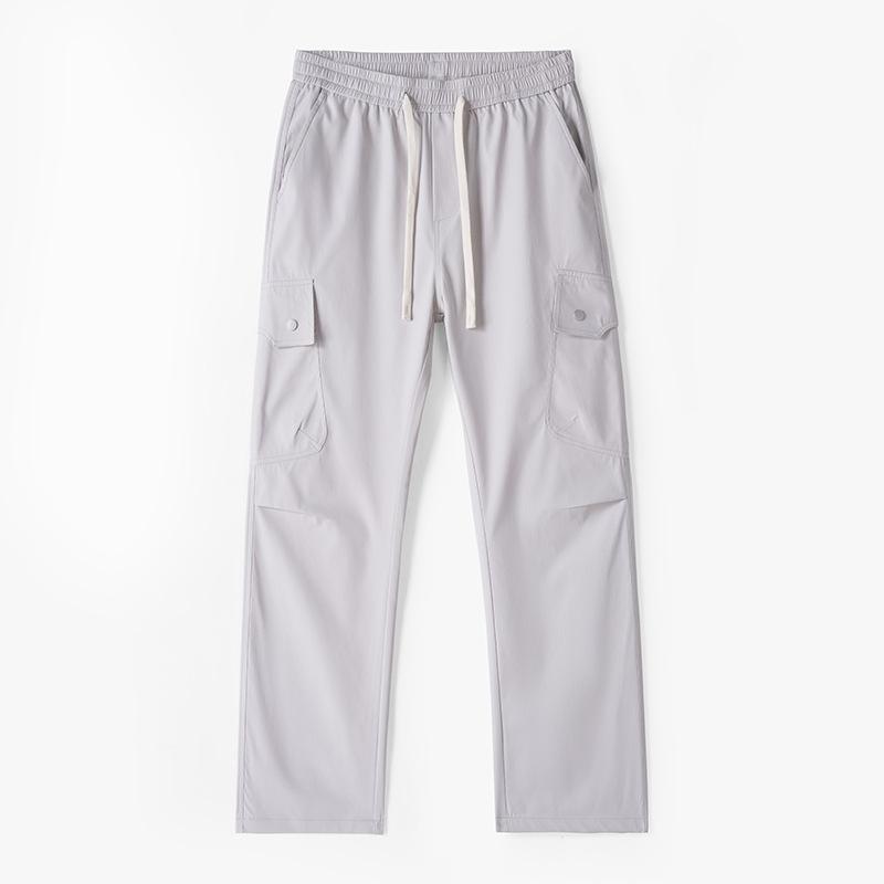 

Летние тонкие трехмерные карманные брюки из ледяного шелка для работы для мужчин, повседневные свободные прямые универсальные брюки 4XL