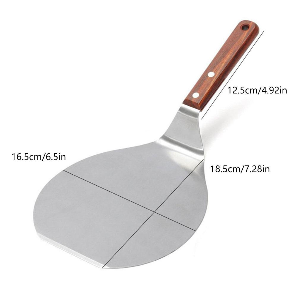 Stainless Steel Pizza Peel Round Pizza Spatula with Wood Handle Cake Lifter Transfer Tray Pizza Shovel for Baking Accessories