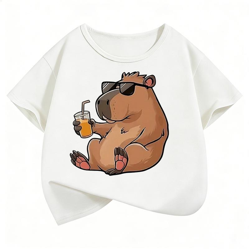 Cute Capybara Kids Summer Clothing T-shirt Tees 2026 New Cartoon Capibara Fashion Short Sleeve Tee Kids Boys Clothing