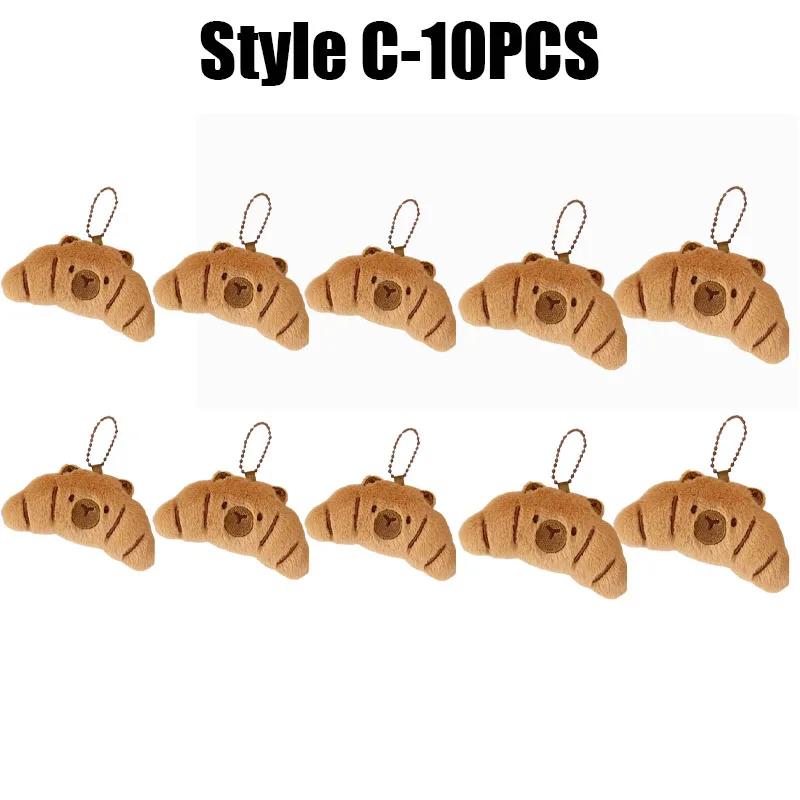 Cartoon Capybara Pendant Decoration Soft Plush Bread Key Chain Plush Stuffed Croissant Food Plush Keychain Hanging Accessory