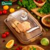 Rektangulär Träplatta Glaslock Smörbehållare Låda Restaurang Förseglad Förvaringslåda Ostfat Smörskärare Smörbordsartiklar
