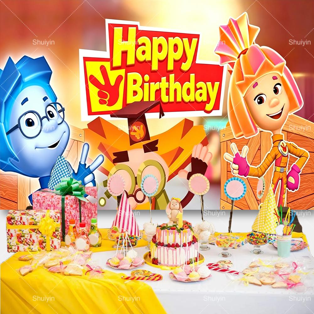 Cartoon The Fixies Backdrop Kids Birthday Decorations Party Supplies Baby Shower Banner Photo Shoot Props Boys Girls Favor Gifts