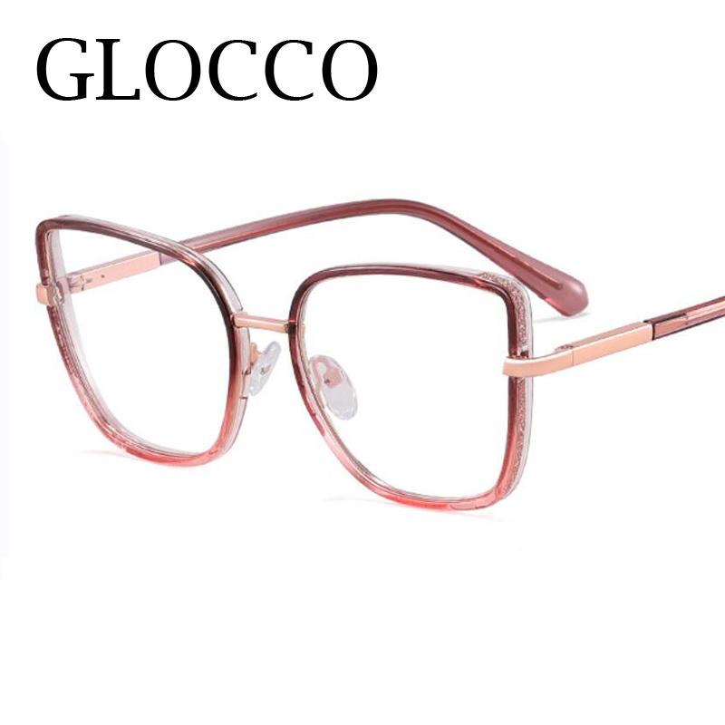 Blue Light Reading Eyewear Female Gradient Designer Big Blocking Rectangular Super Ladies Tinted Color Brand Spectacle Presbyopic Stylish Square