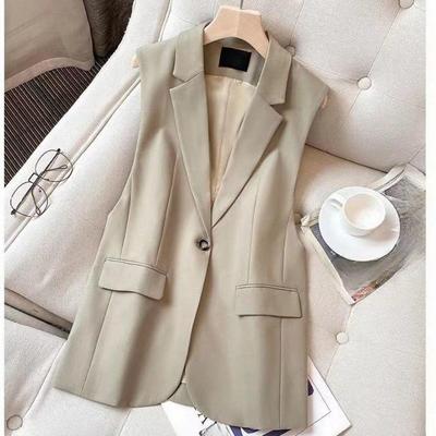 Gilet Noir Tendance pour Femmes Printemps Automne Sans Manches Coupe Slim Décontracté Vêtement d'Extérieur Haut Style Coréen