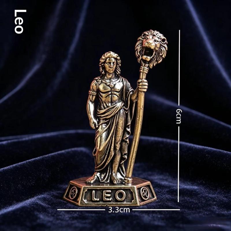 12 Zodiac Vintage Metal Collectible Figurines Intricate Handmade Sculptures for Entryway Console Decor Display