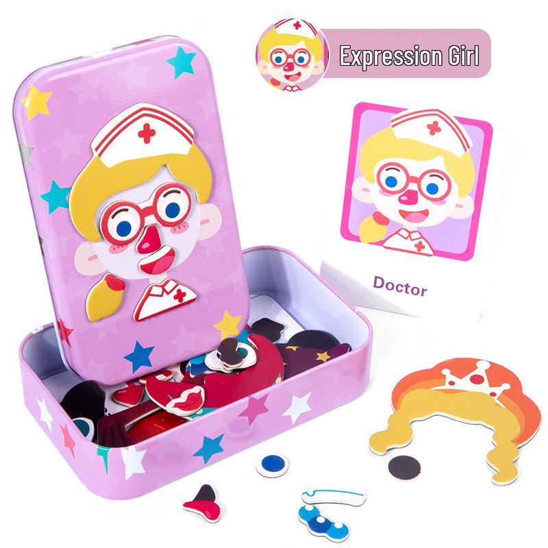 Tin Box Magnetic Dress-Up Puzzle: Children's Educational Toy for Early Development
