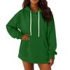 Women's Solid Color Long Sleeved Loose Casual Mid Length Pullover Hoodie Sweatshirt