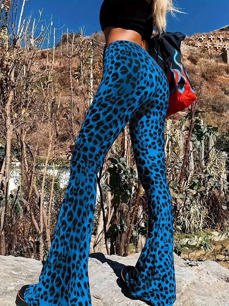 European and American Leopard Print Women's High Waist Slimming Flare Leggings