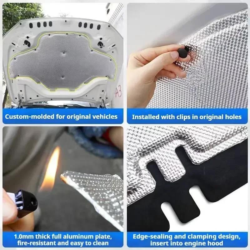 For BYD Seagull Dolphin Mini EV 2023 2024 2025 Car Hood Engine Insulation Pad Liner Cotton Soundproof Cover Heat Accessories Heat Shields 2