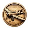 Retro Round Metal Sign Flat Fighter Plane 20x20cm