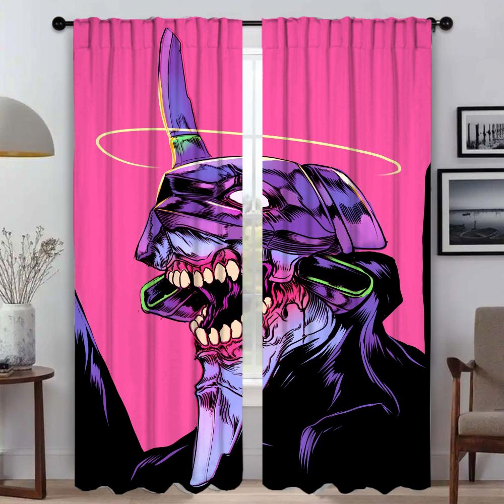 E-EvangelionS Curtains for Living Room Curtain for Room 2 Panel Shades Home Interior Curtains Partition Halloween Decoration