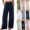 Wide Leg Pants for Women Flowy  Drawstring Elastic Waist Trousers with Pockets Summer Beach Vacation Clothes