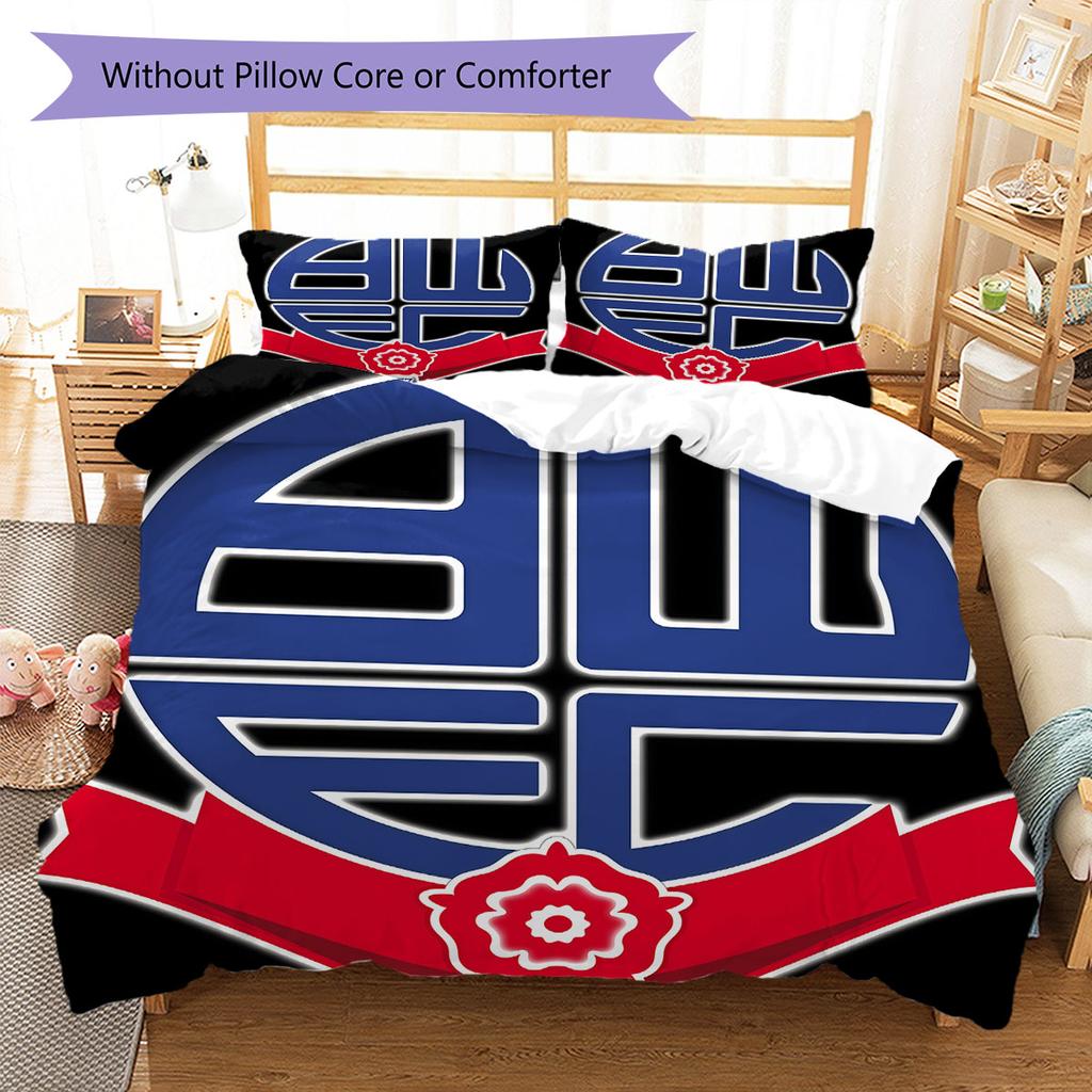 Bolton Wanderers F.C Bettwäsche Steppbett Set Bettbezug Kissenbezug Heimdekoration Geburtstagsgeschenk (1 Bettbezug + 2 Kissenbezüge, ohne Füllung)