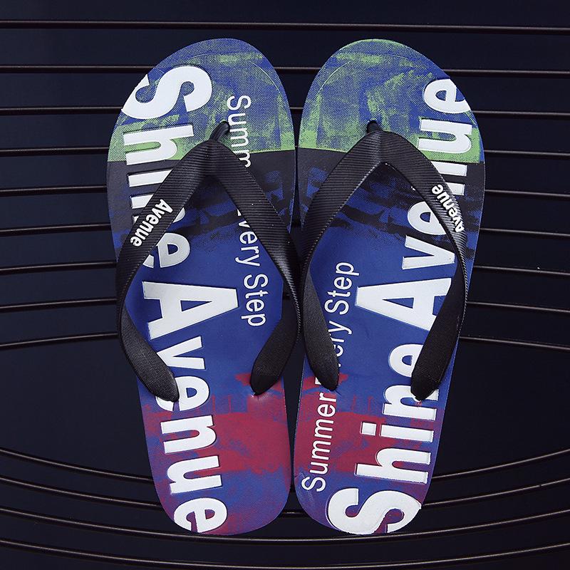 

Мода 2025 Летние шлепанцы Мужские вьетнамки через палец Модные уличные пляжные сандалии Нескользящая повседневная обувь слипоны для мужчин 44-45 сапфировый