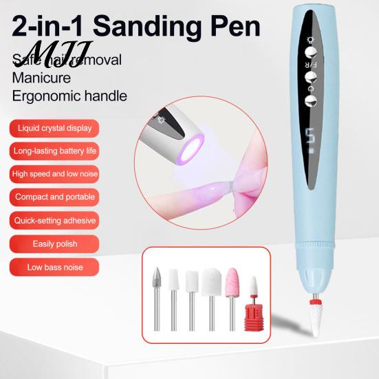 Adjustable Speed Nail Drill 2-In-1 Electric with 5 Bits, 5-Speed Cordless Manicure File Compact Care Tool UV LED Lamp, USB Rechargeable for