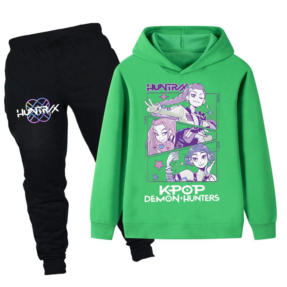PB1198 Kinder Jungen Mädchen Kpop Mira Zoey Rumi Druck Langarm Kapuzenpullover Hose Hosen Kleidersets