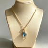 Elegante Blaue Zirkon Goldfarbene Anhänger Halskette für Damen Party