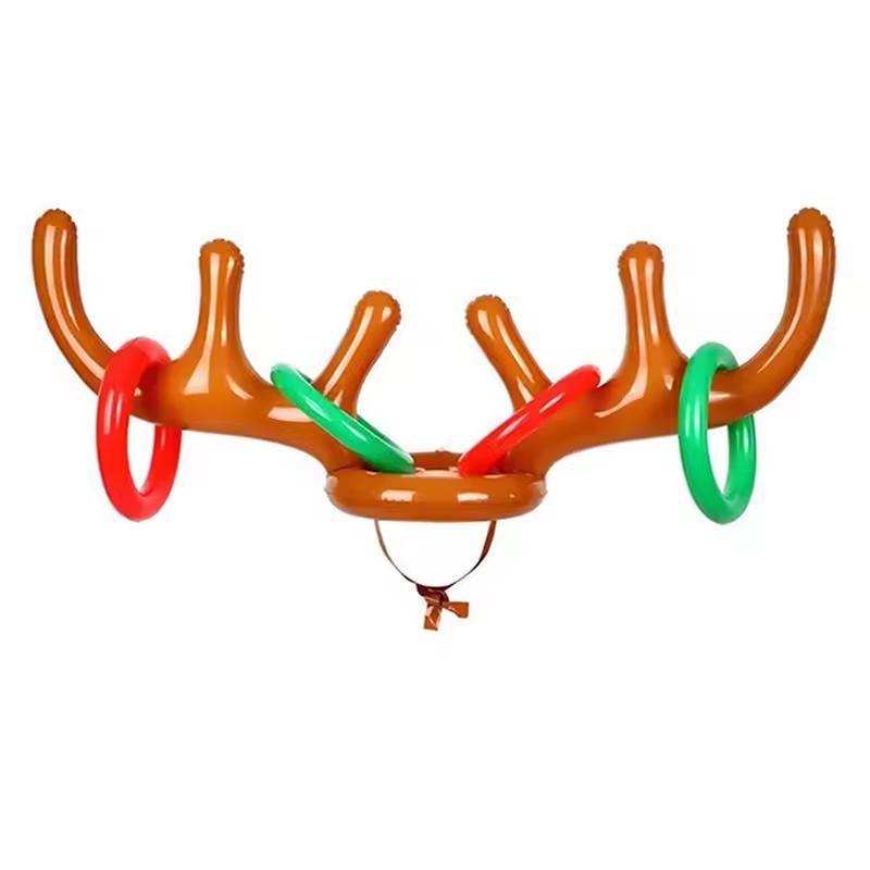 DO-IT-YOURSELF Inflatable Attachments Reindeer Antler Hat Ring Toss Game Family Interaction Toy Boys Girls Christmas Party Supplies