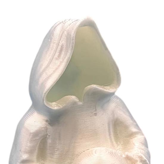 Luminous Spooky Figurine 3D Printed Glow In The Dark Skull Ornament, Gothic Hooded Ghost Statue for Halloween Desktop Decoration, Resin Party