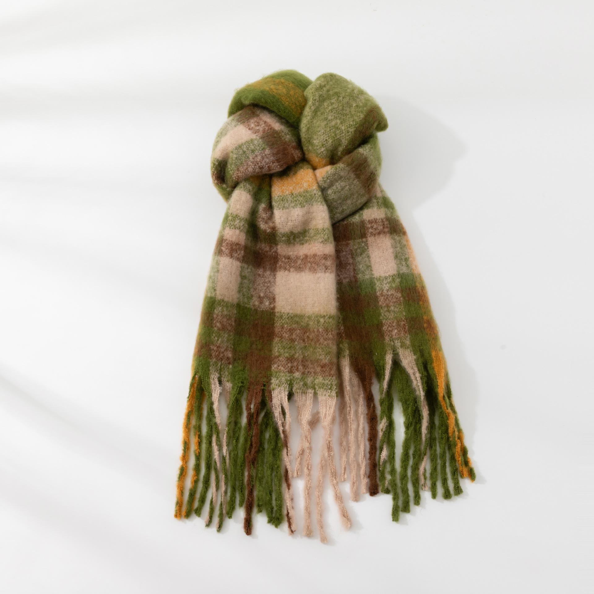 Tonglu Maillard Women s Winter Plaid Mohair Scarf Shawl