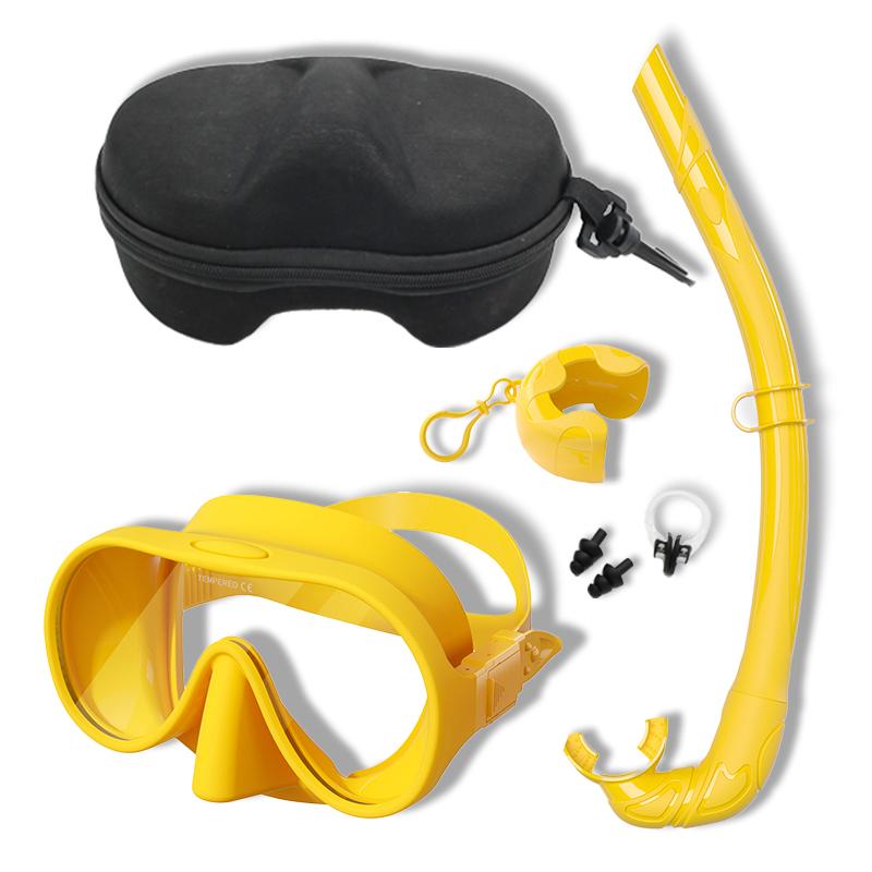 NEW Tempered Glass Freediving Mask Snorkeling Set Foldable Snorkel Diving Mask All-Inclusive Silicone