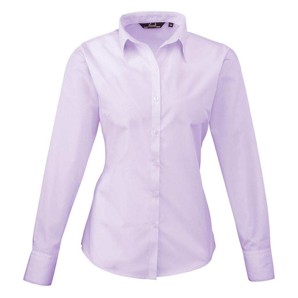Premier Womens/Ladies Poplin Long-Sleeved Blouse