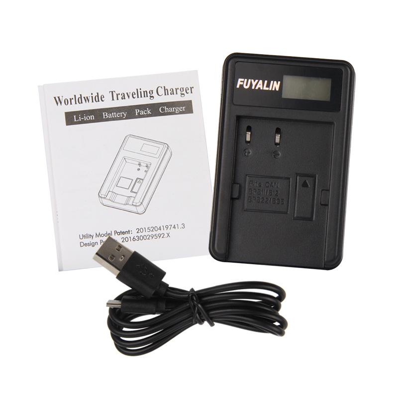 BP511 Charger for EOS 40D, 50D, 300D, 30D, 5D with USB Charging and Battery Level Display