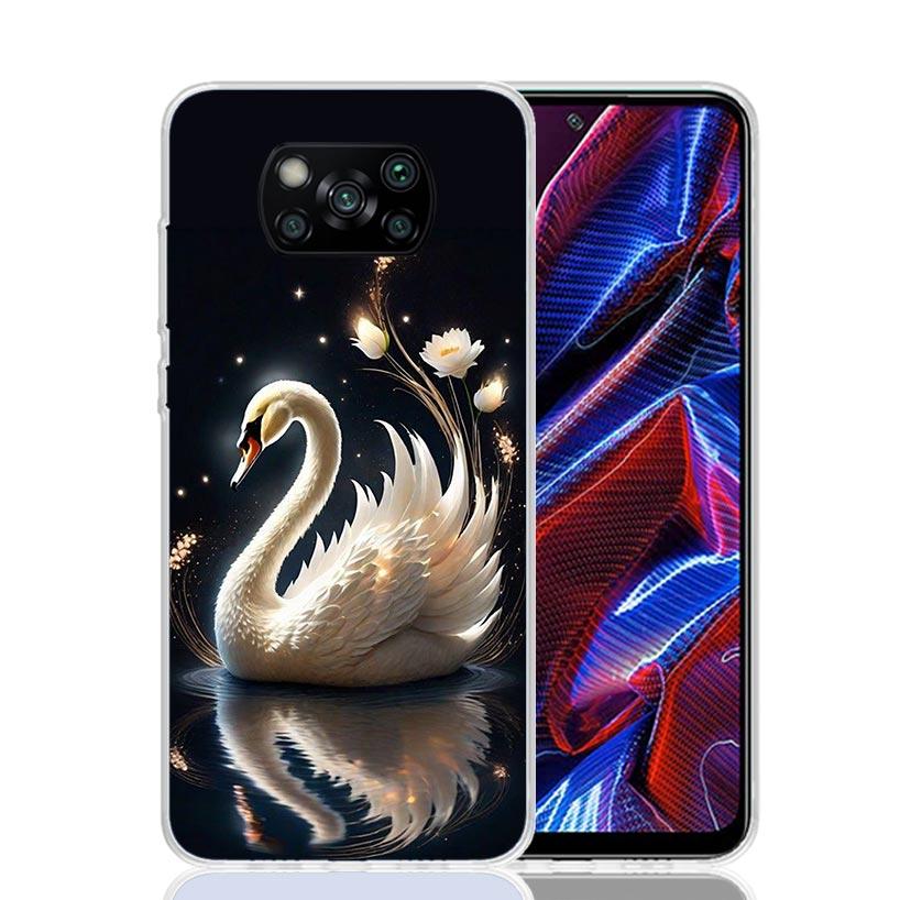 White Swan Grace Art Phone Case For Xiaomi Poco X7 X6 X5 Pro F7 Ultra Redmi 15C 15 13 13C 12 12C 10 10A 10C 9 9A 9C 9T Cover Poc