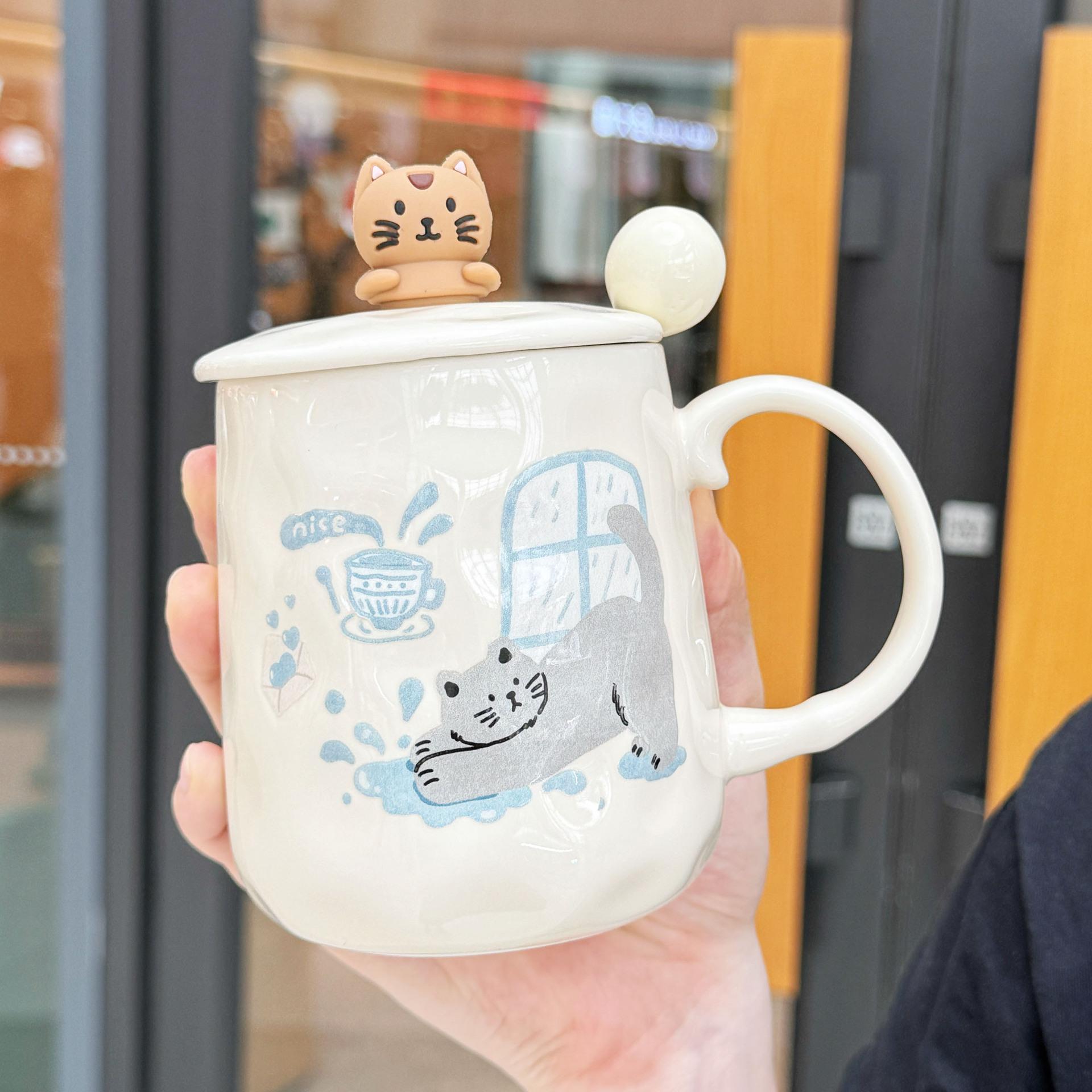 

Кружка Кошка Керамическая кружка Оригинальные чашки для завтрака для кофе Милые кружки Посуда Персонализированный подарок Смешная кружка Кружка для чая Рождество Пиво 301-400ml