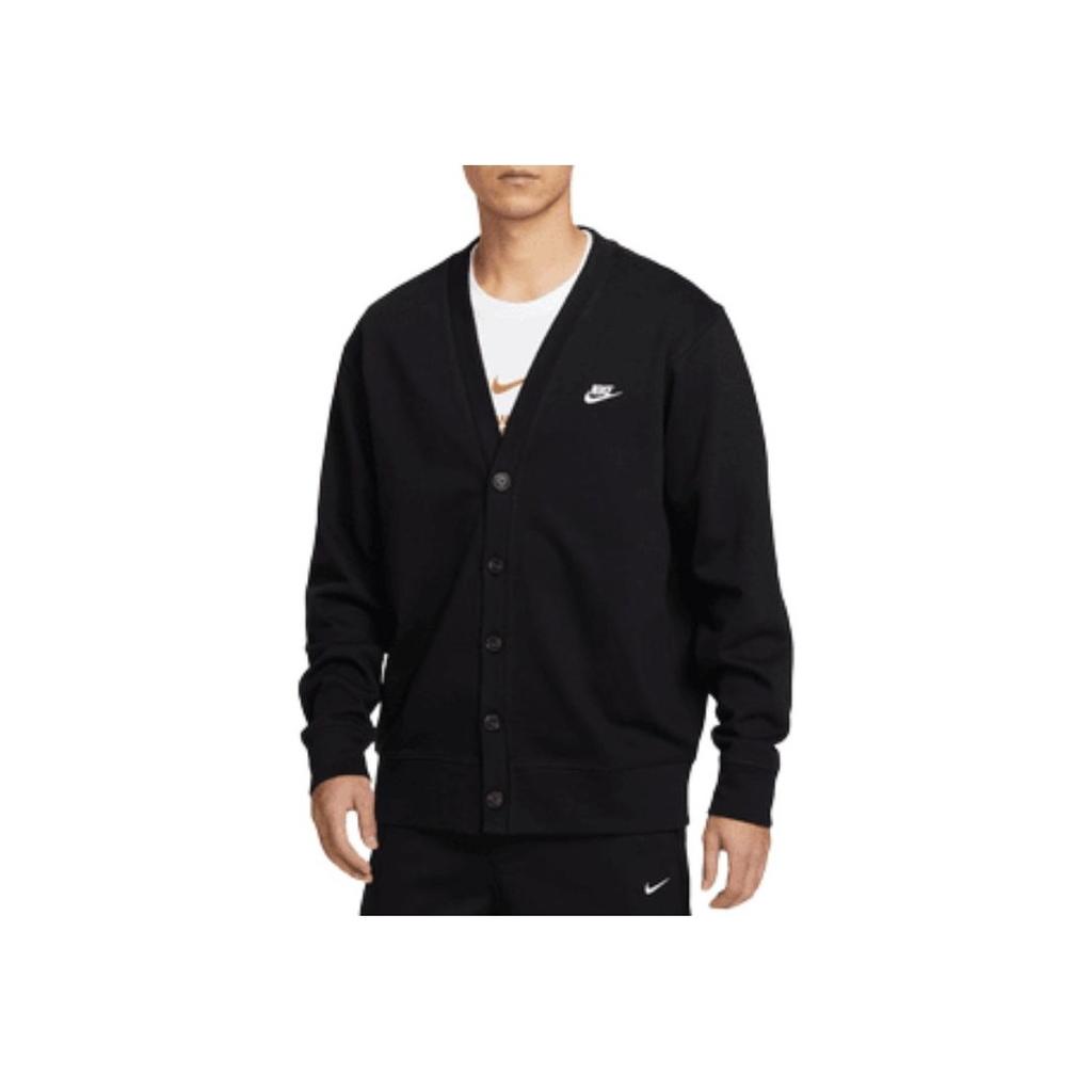 Nike V-Neck Logo Print Slim Fit Single-Breasted Long Sleeve Knit Cardigan Men Tops Black FN3899-010