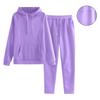 Women's Hooded Long Sleeve Loose Fit Solid Color Two Piece Set Long Pants Casual