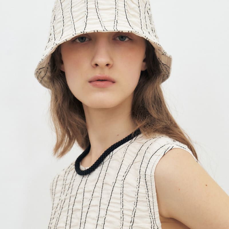 MOHAN TFR STITCH COTTON BUCKET HAT_IVORY