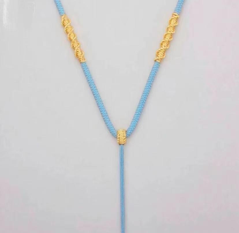 Adjustable Handwoven Gold Jadeite Pendant Necklace Cord
