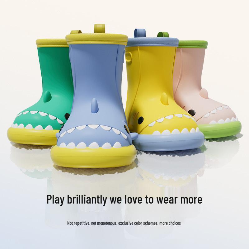 Shark Women's Non-slip Summer Rain Boots - Lightweight, Waterproof, Soft Sole, Short to Mid Tube with Fun Cartoon Design