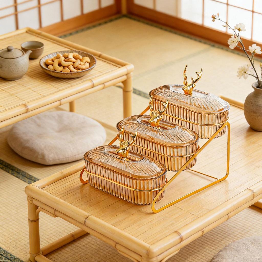 Dried Fruit Dish Food Storage Tray with Rack Nordic Platter 3 Tier Nuts Tray Appetizer Tray for Cupcake Cookies Living Room