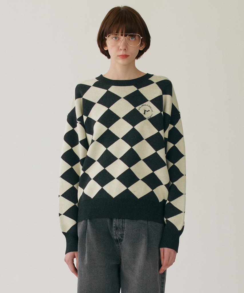 ROLAROLA Checker Board Knit Black