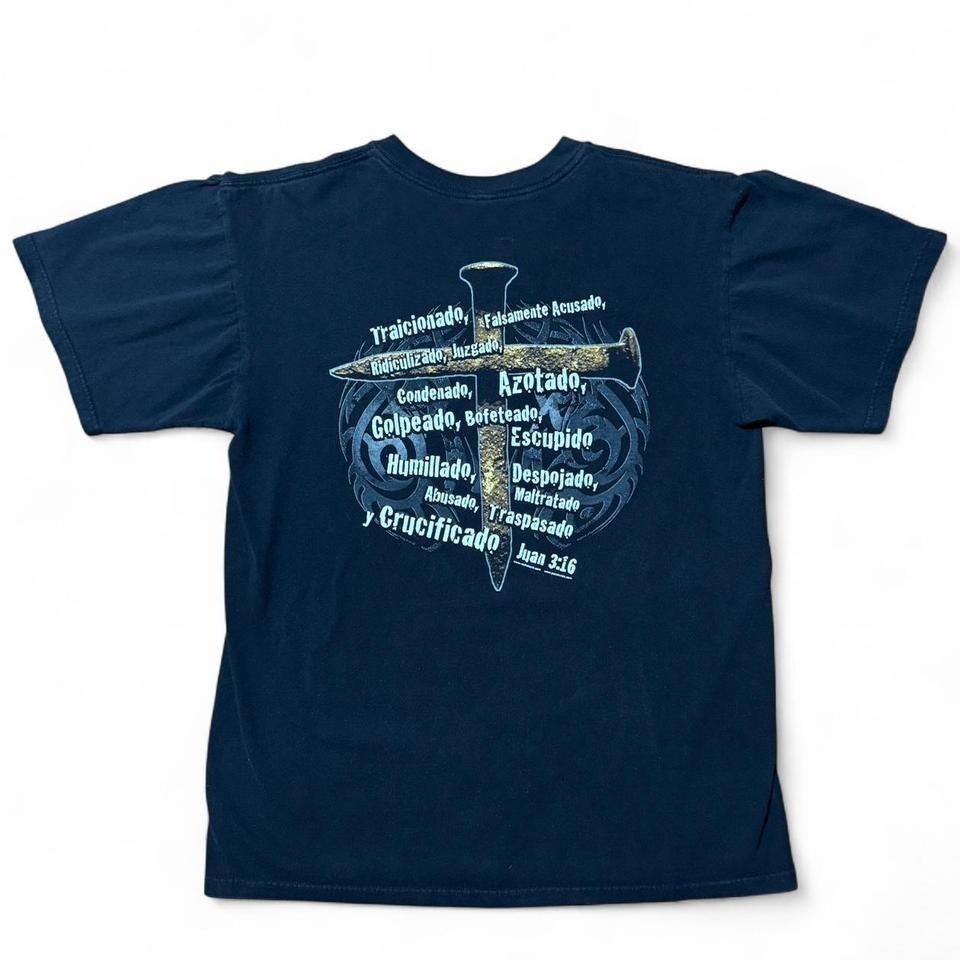 Y2K Spanish Religious Jesus Juan 3:16 God Bible Prayer Church T-shirt Large L