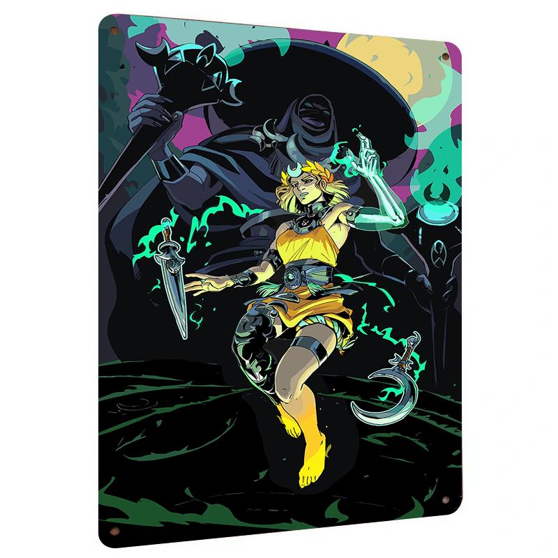 

Mechanical Warrior vs Shadow Mage Fantasy Metal Wall Art Game Room Decorative Iron Painting Relief Craft 20x30cm（7.8x11.8inch）
