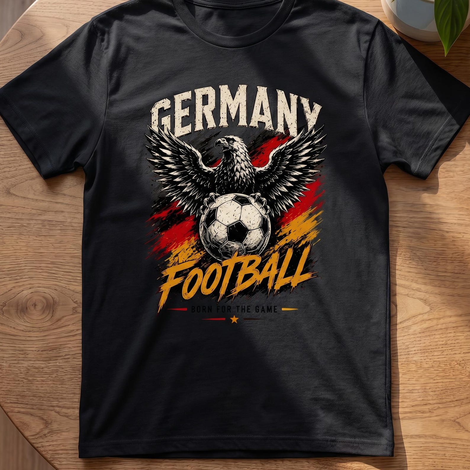 Germany Football T-Shirt – Germany Soccer Fan Shirt with Eagle, Vintage Design, Front or Back Print 2XL