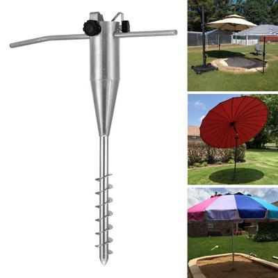 Patio Umbrella Holder Screw-in Stake Heavy Duty Weather-proof Outdoor Beach Sand Yard Lawn Umbrella Stand Parasol Base Ground Spike