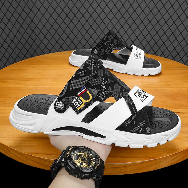 2026 Trendy Men's Sandals Roman Shoes Two-Use New Summer Cool Hollow Beach Shoes Slippers Rubber Sole Comfortable Breathable