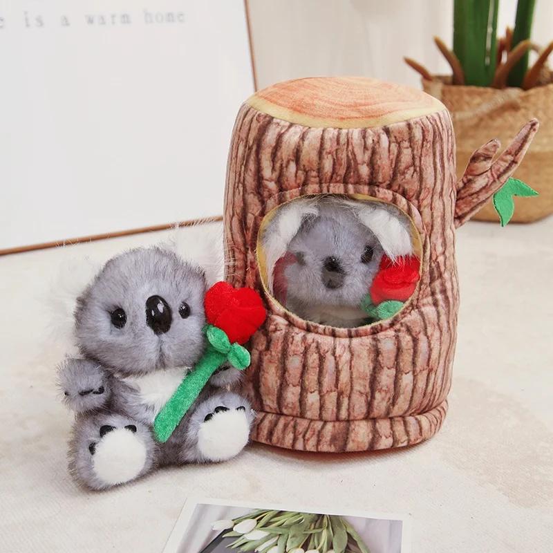 New Rose Koala with Tree Knapsack Plush Toys Stuffed Soft Australian Koala Bear Animal Doll Lovely Christmas Gift