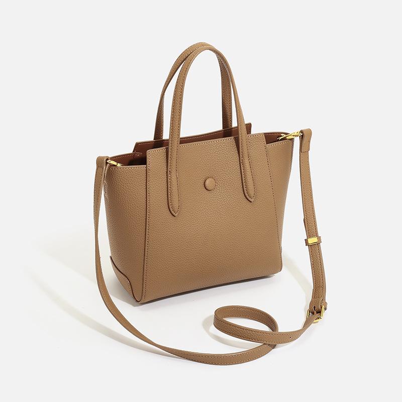 Niche soft leather basket-style handbag for women, 2024 spring new model, high-end tote bag, shoulder and crossbody bag