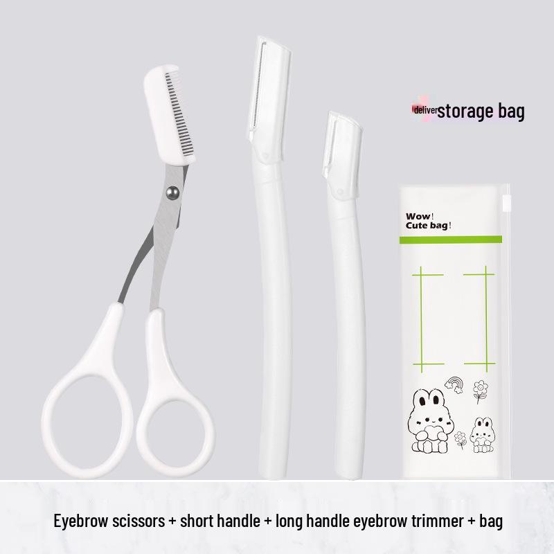 Stainless Steel Eyebrow Trimmer Set with Safety Razor Blade