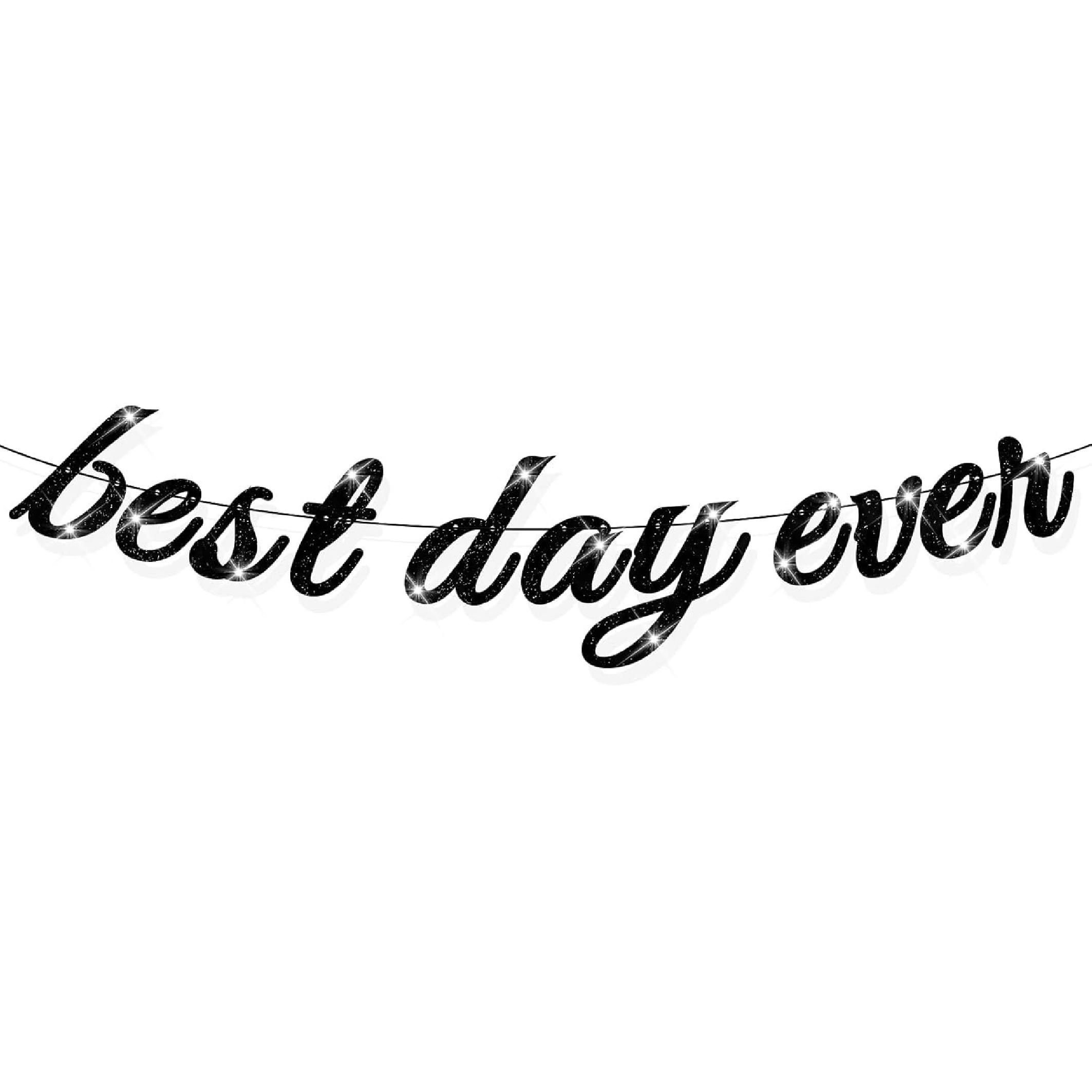 Best Day Ever Banner No DIY Gold Glitter Hanging Best Day Ever Sign Decorations for Photo Prop Bridal Shower, Engagement, Bachelorette, Wedding