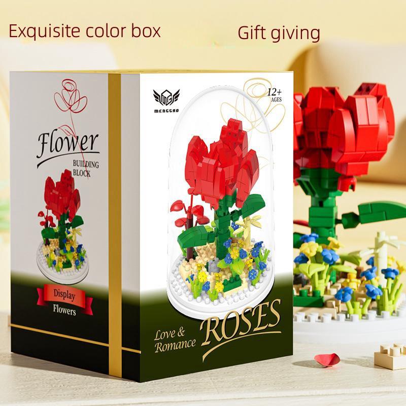 Eternal Rose Building Block Bouquet Flower Puzzle Assembly Toy Micro Particle Toy Desktop Decoration Building Block Toy