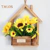Hölzerner Wandpflanzkasten mit künstlichen Blumen, eingetopften künstlichen Blumen, Heimwanddeko, künstlichen Topfpflanzen für Garten, Terrasse, Wohnzimmer, Schlafzimmerdekoration