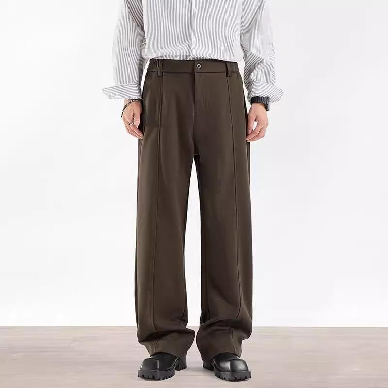Heavy Woolen Trousers Men's Autumn and Winter Thickened Abraded Suit Pants Straight Loose and Drape Wide-leg Casual Trousers